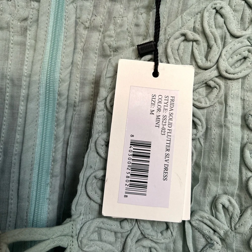 NWT SEA NEW YORK Frida mint green lined Flutter V-Neck Mini Dress M - Picture 4 of 12